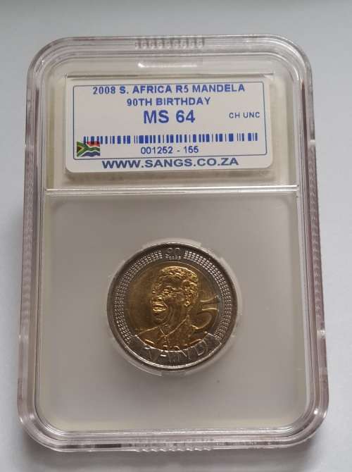 2008 S.Africa R5 Mandela 90th Birthday  MS64  ''Starting @ R1"
