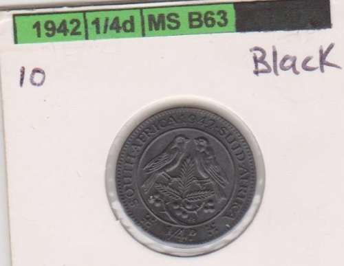 1942 Union Quarter Penny UNC Black