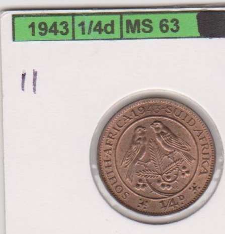 1943 Union Quarter Penny UNC