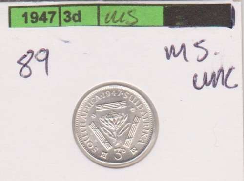 1947 UNION THREEPENCE UNC