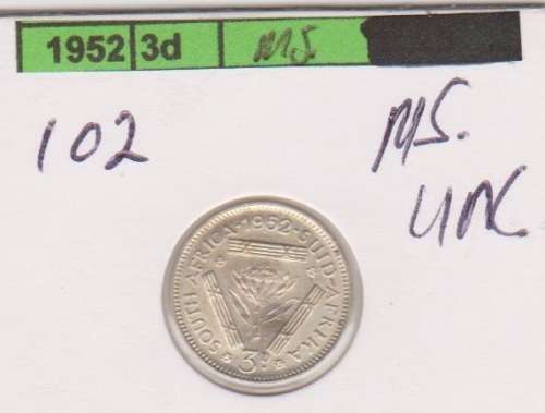 1952 UNION THREEPENCE UNC