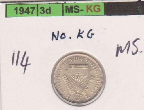 1947 UNION THREEPENCE UNC ( NO KG )