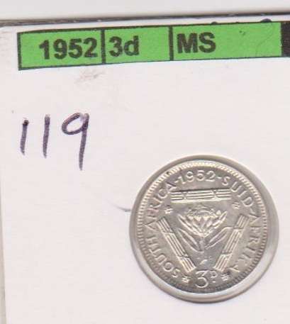 1952 UNION THREEPENCE UNC
