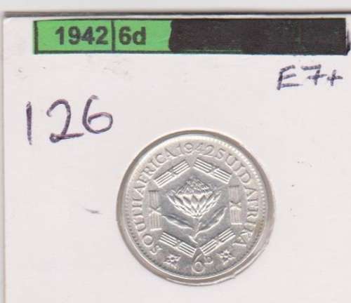 1942 UNION SIXPENCE EF+