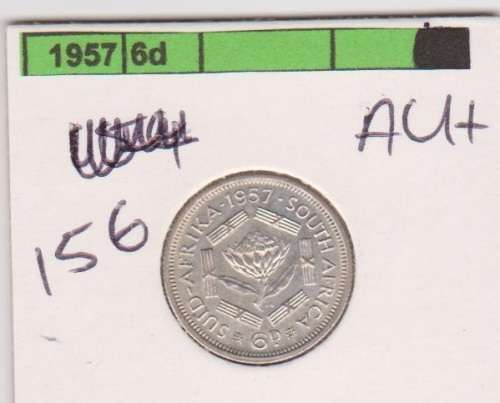 1957 UNION SIXPENCE AU+