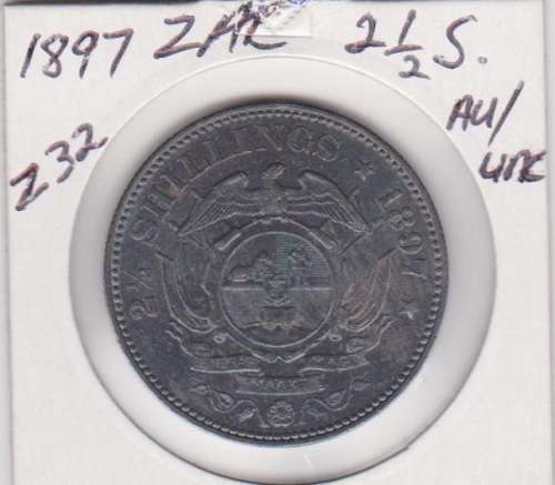 1897 ZAR Two and a Half Shillings AU / UNC Nice Toning Starting @ R1