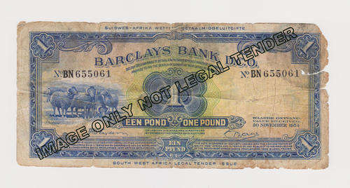 Barclays Bank One Pound Note 30 November 1954 - Fine
