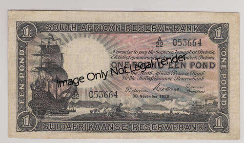 One Pound - Een Pond WH Clegg 30 November 1929 EF++  A22 053664 LOW NUMBER-- Price Reduced