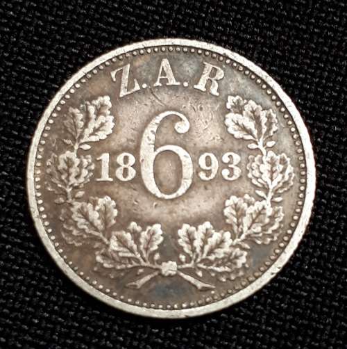 1893 ZAR Sixpence  EF/AU   " Super Scarce "     Starting @ R1     **A Beauty**   A23