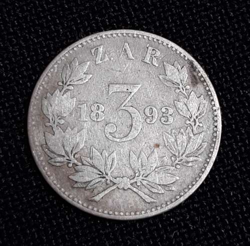 1893 ZAR Threepence  **Scarce Date**     Starting @ Crazy R1      J28