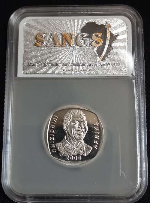 2000 South African Mandela R5 PL 62 Cracked Dies  ( Error  Description On Slab ` 2 Shilling ` )
