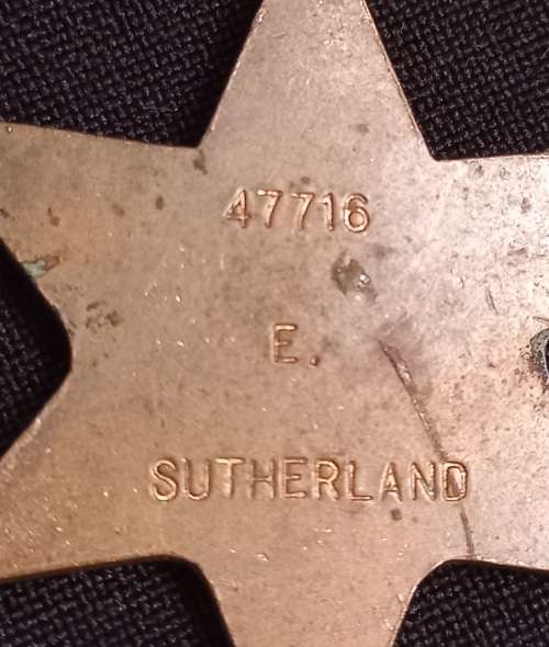 The 1939 -1945 Star WW2   47716 E. SUTHERLAND       M20