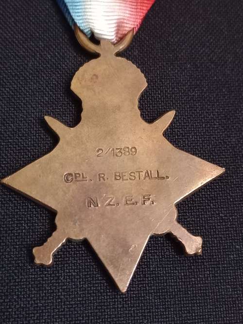 WW1 1914-1915 STAR    2/1389   CPL. R. BESTALL NZ.  E.F.               XX2