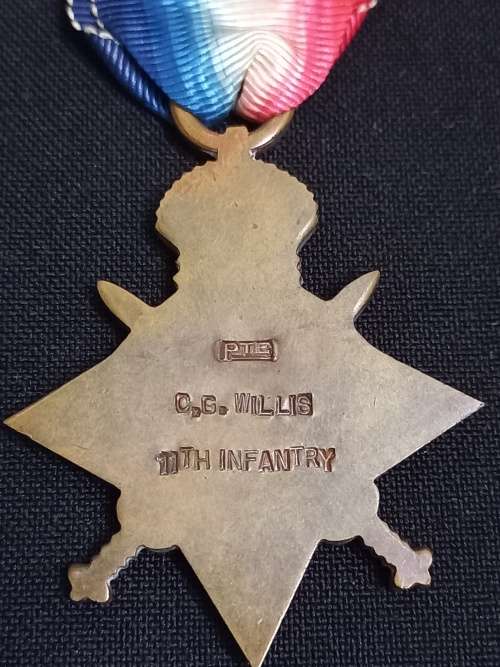 WW1  1914-1915  STAR   PTE. C.G. WILLIS 11TH INFANTRY                   XX9