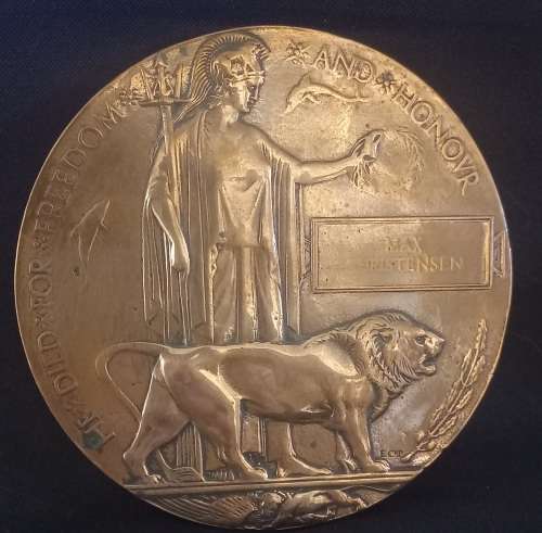 WW1 Death Plaque To MAX CHRISTENSEN