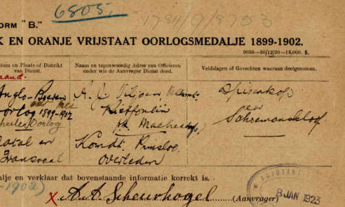 Boer War ABO Medals Awarded To BURGER AA. SCHEURKOGEL & O.J SCHEURKOGEL         No. 1 & 2