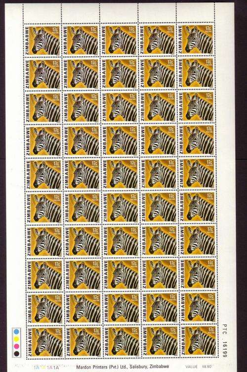 Zimbabwe 17c Full Sheet ( 50 stamps ) **mint