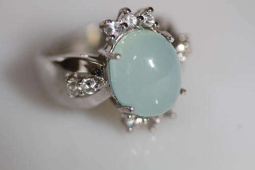 NATURAL GEM TOP BLUE CHALCEDONY WHITE TOPAZ SET IN STERLING SILVER