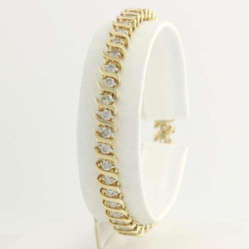 CHAMPAGNE DIAMOND TENNIS BRACELET 5.00CTW 7 INCHES 14K YELLOW GOLD S-LINKED!!!! 5 CT DIAMONDS!!!!