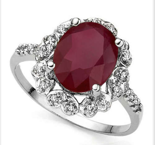 3.71 CARAT TW (29 PCS) GENUINE RUBY AND GENUINE DIAMOND PLATINUM OVER SILVER RING SIZE 7 VALUE R5000