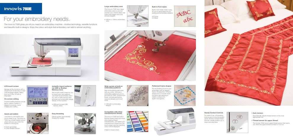 Brother Embroidery Machine Model Innov-is 750e WITH Digitising software worth R20 000