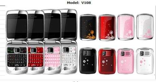 V108 2SIM /  Flip phone / camera /TV/2.4inch screen/flash LED light on outside shell