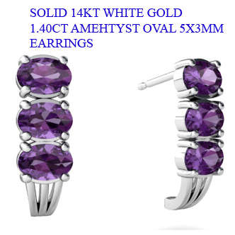 Guaranteed 100% REAL NATURAL, 14K White gold 6Pieces-1.4CT AMETHYST Earrings