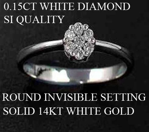 Guaranteed 100% REAL NATURAL, 14K White gold 7Pieces-0.15CT WHITE DIAMOND , Rings
