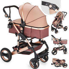 Belecoo Baby Stroller 3 Functional Pram Khaki Color