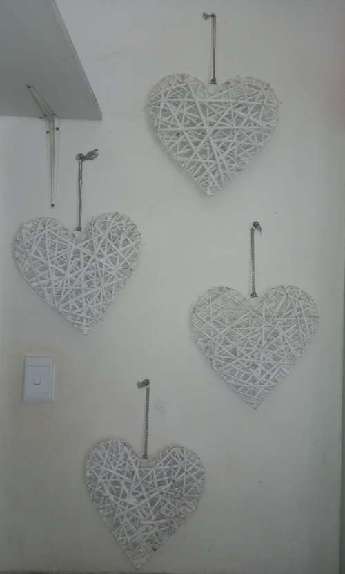 White wood heart hanging