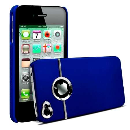 Stylish Chrome Hard Case Cover For iPhone 4 iPhone 4S (Blue)