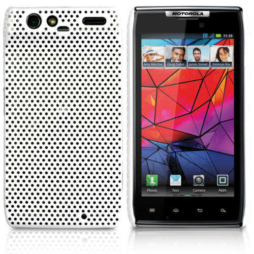 Mesh Hard Back Rubber Case for Motorola Droid Razr XT910 (White)