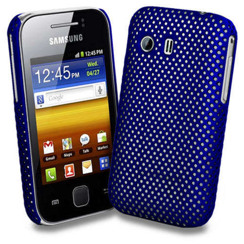 Mesh Hard Back Rubber Case for Samsung Galaxy Y S5360 (Blue)