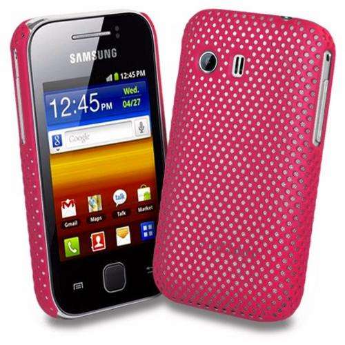 Mesh Hard Back Rubber Case for Samsung Galaxy Y S5360 (Pink)