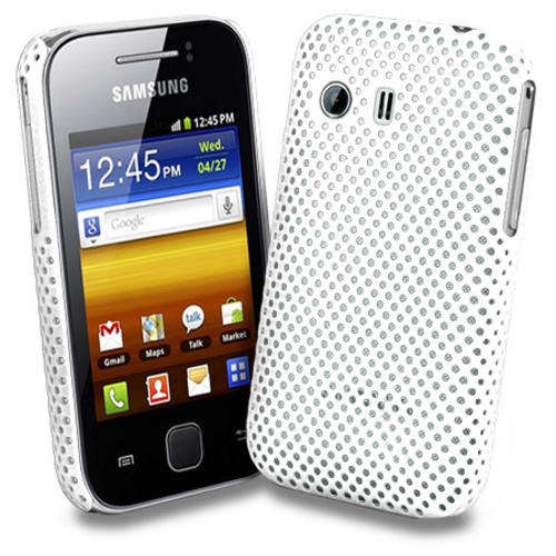 Mesh Hard Back Rubber Case for Samsung Galaxy Y S5360 (White)