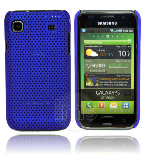 Mesh Hard Back Rubber Case for Samsung Galaxy S i9000 Galaxy S Plus i9001 (Blue)
