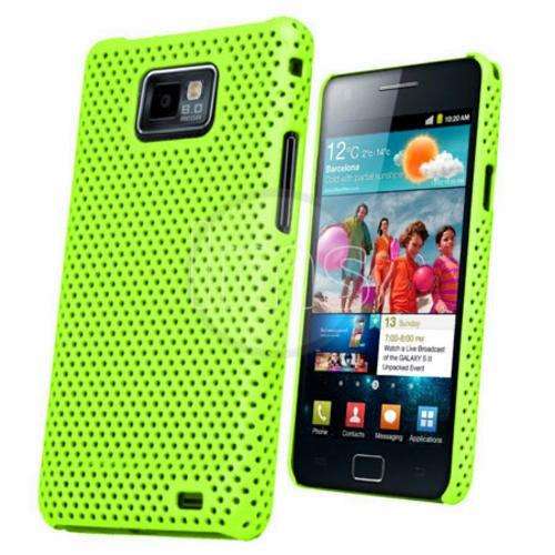 Mesh Hard Back Rubber Case for Samsung Galaxy S2 i9100 Lime Green