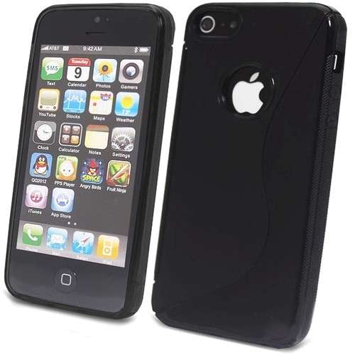 S-Line TPU Pouch Case Cover for Apple iPhone 5 (Black) + Screen Protector