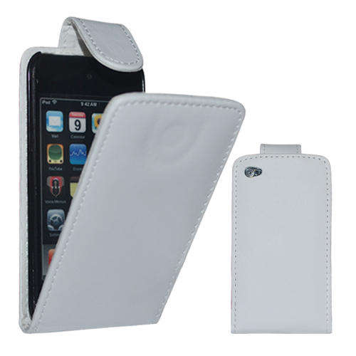 PU Leather Flip Case Pouch for Apple iPod Touch 4th Gen (White) + Screen Protector + Stylus