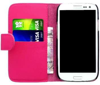 PU Leather Wallet Flip Case for Samsung Galaxy S3 i9300 (Pink) + Screen Protector + Stylus
