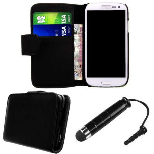 Wallet Flip Case for Galaxy S3 + Screen Protector + Stylus