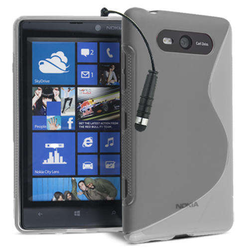 S-Line Gel Case For Nokia Lumia 820 (Smoke) + Mini Stylus