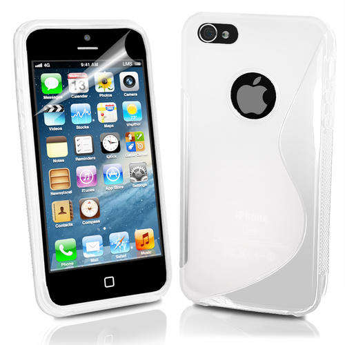 S-Line Gel Cover for Apple iPhone 5 (White) + Screen Protector