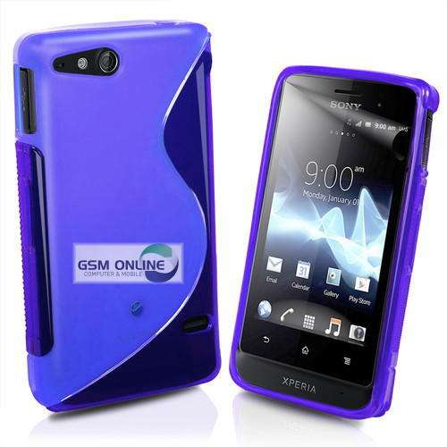 S-Line Gel Case Cover for Sony Xperia Go ST27i + Screen Protector (Blue)