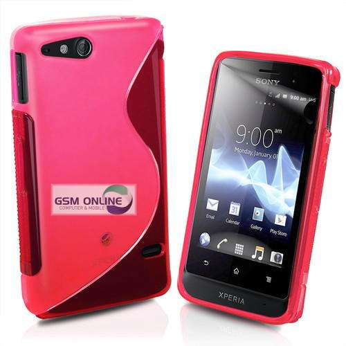 S-Line Gel Case Cover for Sony Xperia Go ST27i + Screen Protector (Pink)