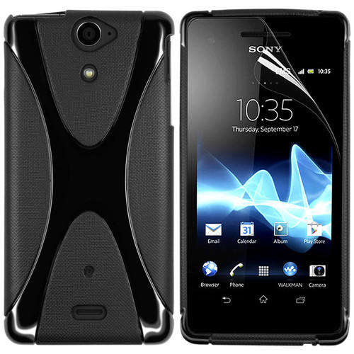X-Line Case Cover for Sony Xperia V LT25i (Black) + Screen Protector