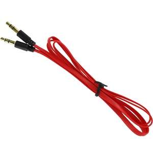 Universal 3.5mm AUX Flat Noodle Cable Red