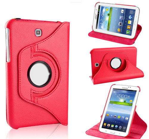 360 Degree Rotating Case For Samsung Galaxy Tab 3 7.0 P3200 Red