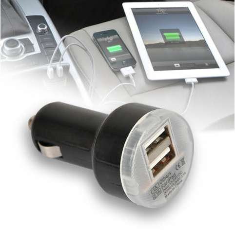 Mini Dual 2.1A + 1A USB Car Charger for Apple / Samsung / Blackberry / Nokia / GPS  - Cheap Shipping