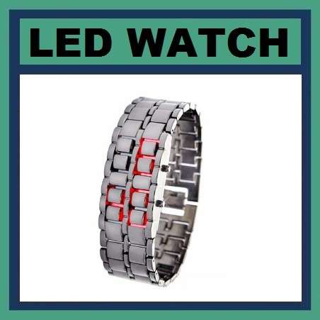 Red Iron Samurai LED Digital Watch Lava Style
